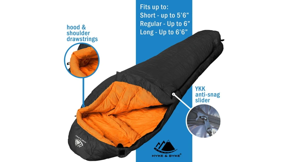 Hyke & Byke Eolus Ultralight Goose Down Sleeping Bag, 800FP, 30F Degrees 6 Hyke & Byke Eolus Ultralight Goose Down Sleeping Bag, 800FP, 30F Degrees - Image 4