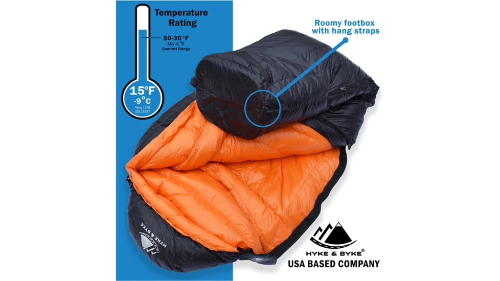 Hyke & Byke Eolus Ultralight Goose Down Sleeping Bag, 800FP, 30F Degrees 7 Hyke & Byke Eolus Ultralight Goose Down Sleeping Bag, 800FP, 30F Degrees - Image 5