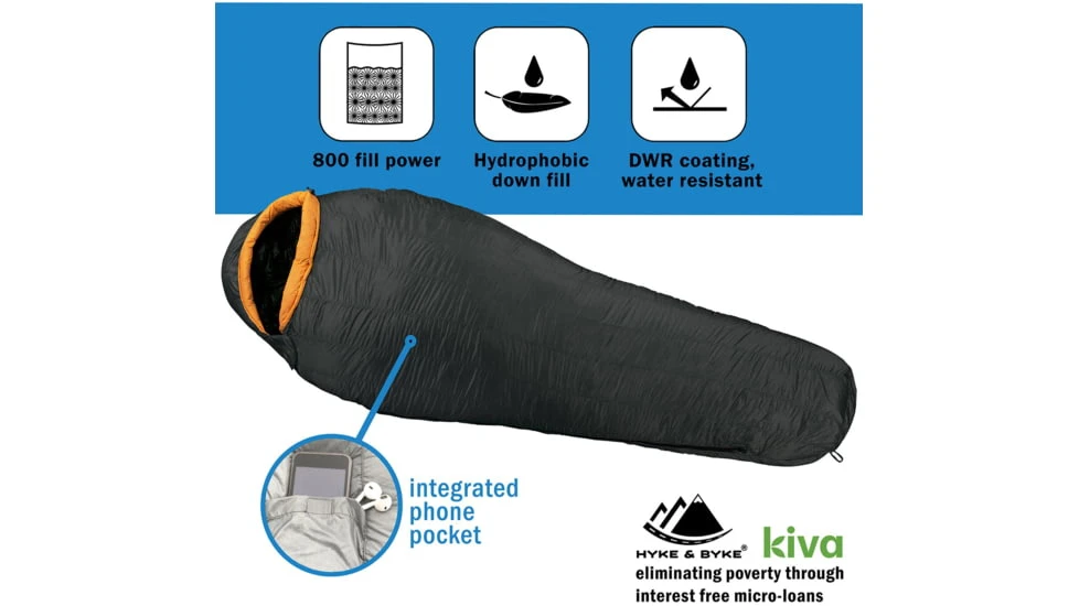 Hyke & Byke Eolus Ultralight Goose Down Sleeping Bag, 800FP, 30F Degrees 8 Hyke & Byke Eolus Ultralight Goose Down Sleeping Bag, 800FP, 30F Degrees - Image 6