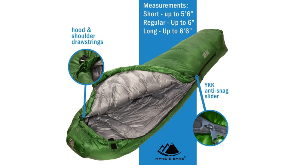 Hyke & Byke Katahdin Fill Power Hydrophobic Sleeping Bag W/ Advanced Synthetic, 625FP, 0F Degrees 5 Hyke & Byke Katahdin Fill Power Hydrophobic Sleeping Bag W/ Advanced Synthetic, 625FP, 0F Degrees - Image 3
