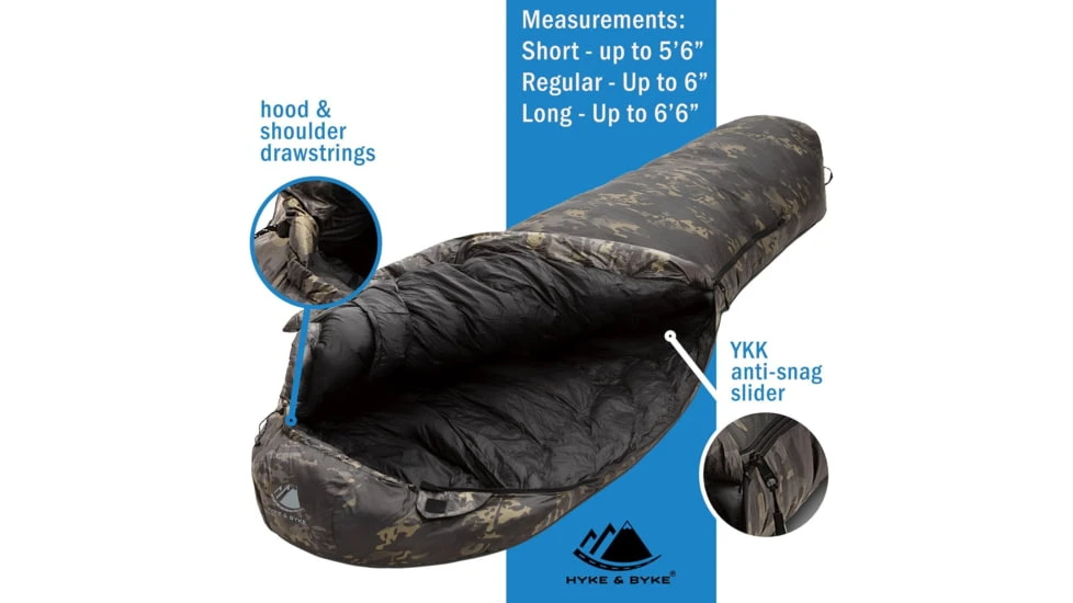 Hyke & Byke Katahdin Ranger Fill Power Hydrophobic Sleeping Bag W/ Advanced Synthetic, 625FP, 0F Degrees 4 Hyke & Byke Katahdin Ranger Fill Power Hydrophobic Sleeping Bag W/ Advanced Synthetic, 625FP, 0F Degrees - Image 2